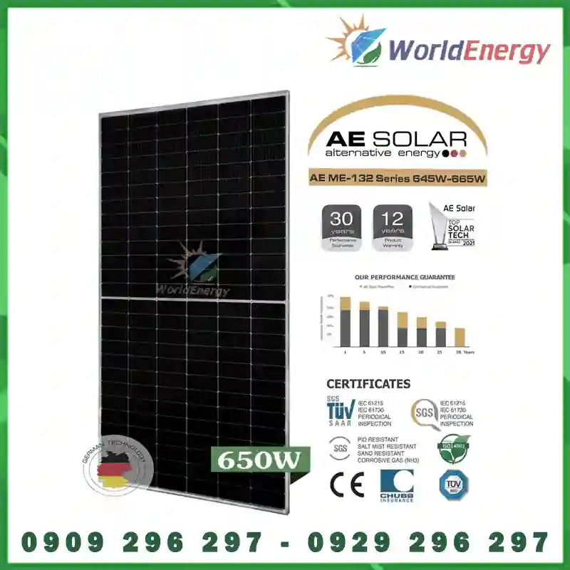 Tấm pin mặt trời AE Solar 650W