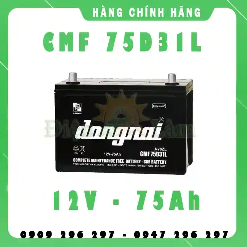 Ắc Quy Đồng Nai Nước 12V-75Ah (75D31R)
